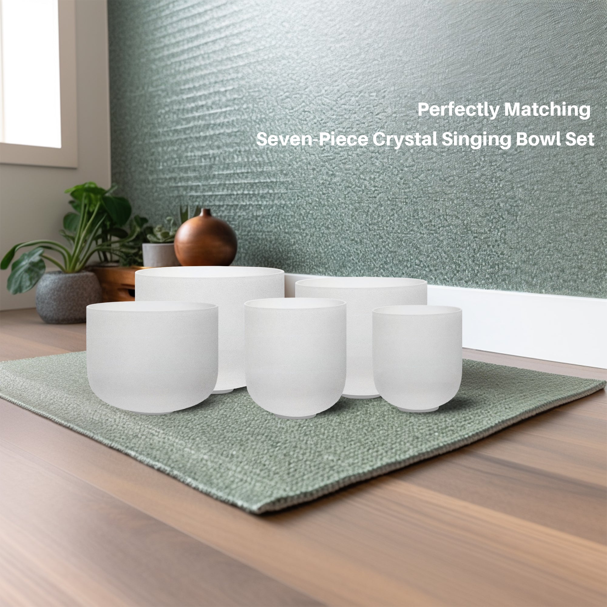 Chakra Set of 5 Sharp Notes Color Crystal Singing Bowls 6-12 inch with Heavy Duty Carrying Case and Singing Bowl Mallets - TOPFUND Crystal Singing Bowl